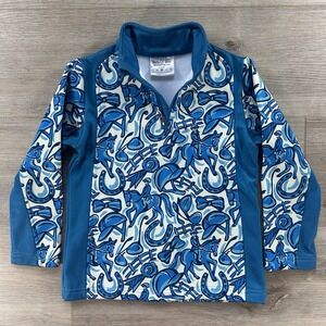 Belle And Bow Size 4 Equestrian Quarter Zip Riding Sun Shirt Blue Pattern***